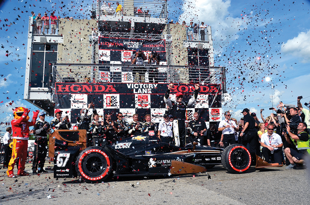 Victory Lane is a festive area for winners and their teams. Photos by Albert Hicks