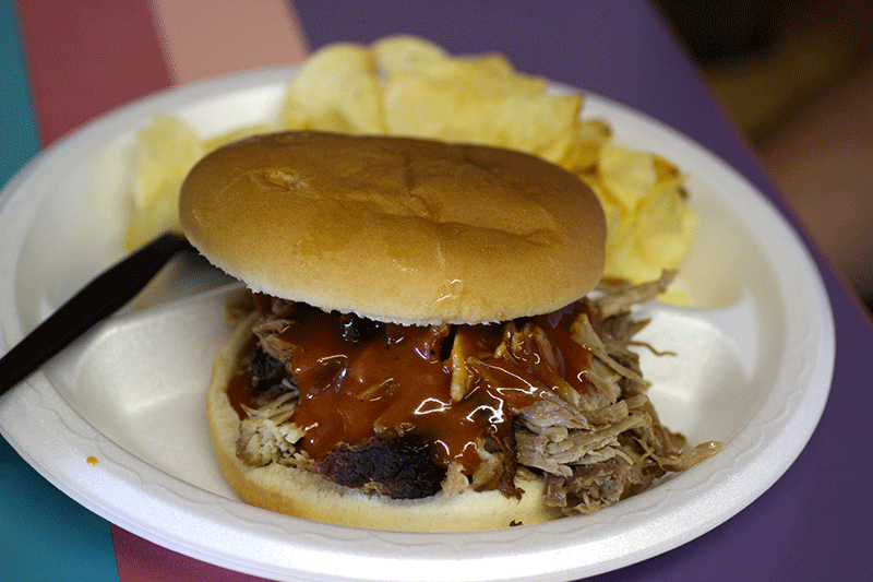 Pit-cooked pulled pork is a restaurant staple.