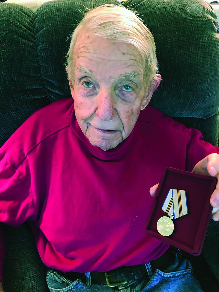 William Hahn received several medals for World War II service, including the 70th year Anniversary Victory Medal of the Great Patriotic War. Photo courtesy of Bruce Hahn