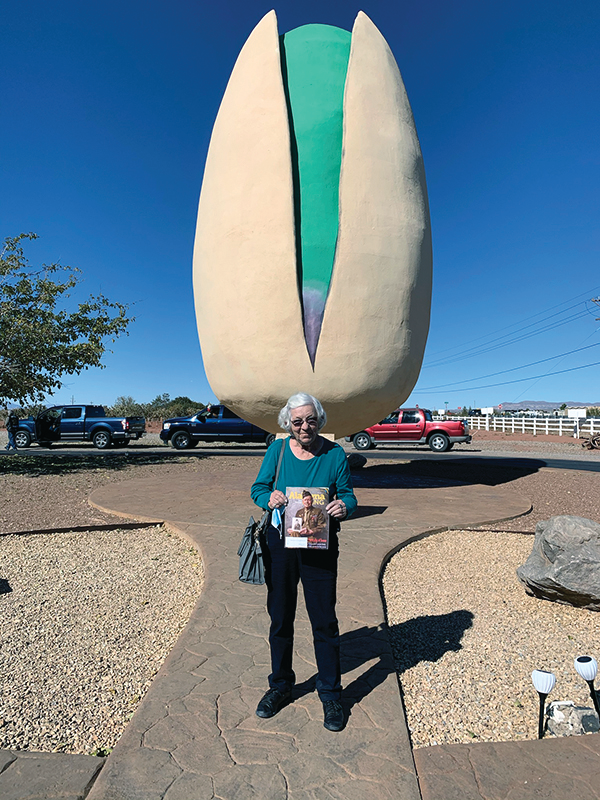 Mary Crawford of Dutton, a member of Sand Mountain Electric Cooperative, took her magazine  to New Mexico where she saw the “World’s Largest Pistachio” in Almagordo.