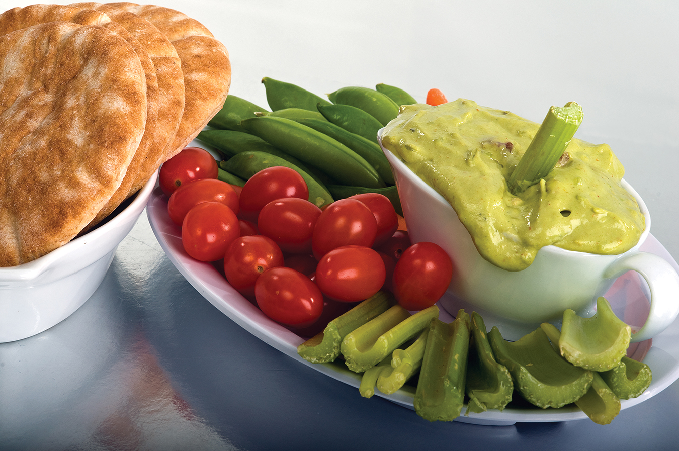 Healthy Snacks with the Dip on the Plate