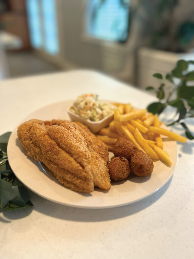 Catfish, fries, hushpuppies and coleslaw are often on the weekend menu.
PHOTO BY LENORE VICKREY